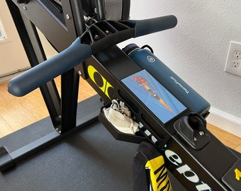 Water bottle / towel / earphone holder compatible with Concept2® Rower / RowErg® with a spot for recording time or placing a picture