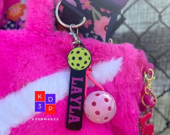 Pickleball Bag Tag/Keychain, Personalized for Hanging on your bag or your keychain. Made in a UV and heat resistant material. Will not warp.