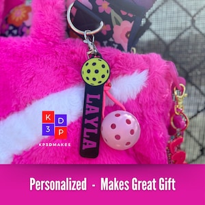 Pickleball Bag Tag/Keychain, Personalized for Hanging on your bag or your keychain. Made in a UV and heat resistant material. Will not warp.