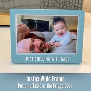Personalizable Instax Wide Picture Frame - Protective Acrylic, Built-In Stand, Embedded Magnets for Fridge - Can Print Your Phone Pictures