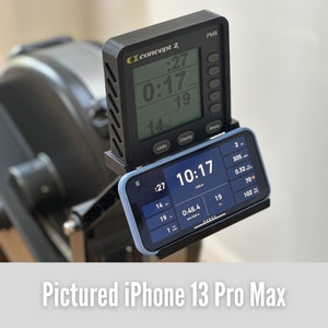 Phone holder for Concept2® Rower, Bike & SkiErg® with PM5 Monitors (Rowers with PM3 and PM4 monitors) With Easy Access to the phone buttons