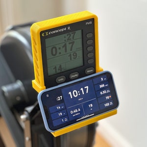 Phone holder for Concept2® Rower, Bike & SkiErg® with PM5 Monitors (Rowers with PM3 and PM4 monitors) With Easy Access to the phone buttons