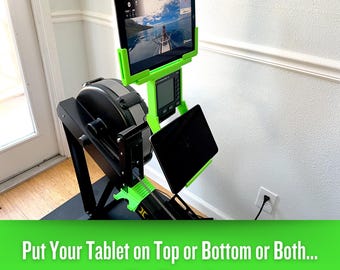 Universal PM5/PM4/PM3 Adjustable iPad/Tablet & Phone holder with option for tablet on top or bottom - compatible with Concept2® rowers
