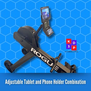 Adjustable iPad/Tablet & Phone holder all in one compatible with Rogue Echo Rowers to make rowing more enjoyable. Great gift for any rower.