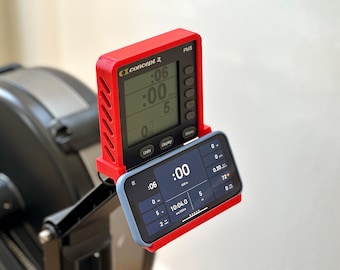 Phone holder for Concept2® Rower, Bike & SkiErg® with PM5 Monitors (Rowers with PM3 and PM4 monitors) With Easy Access to the phone buttons
