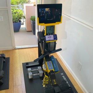 Yellow Combo Set PM5 Adjustable iPad/Tablet & Phone holder + Water bottle and Towel Holder compatible with Concept2® rowers (3D printed)