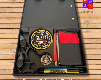 Soccer Referee's Toolbox-Personalized Clipboard organizer for soccer referees to store cards, coins, whistle, pens, and badges. Great gift!