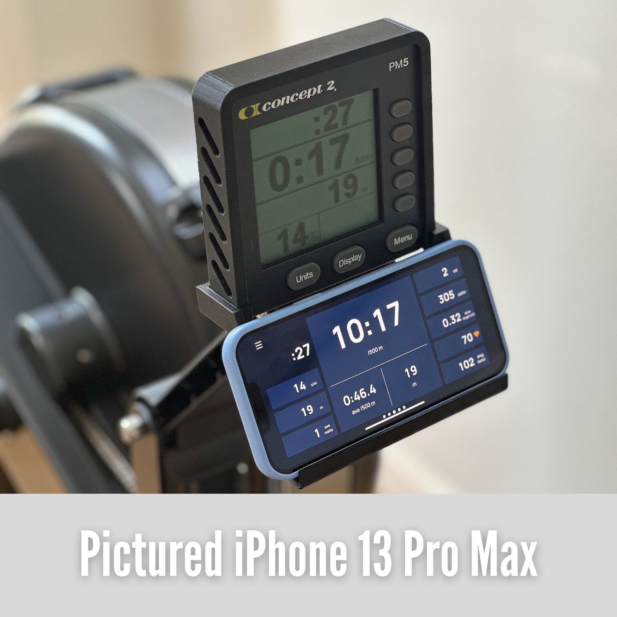 Phone Holder for Concept2® Rower and Skierg® With PM5 Monitors