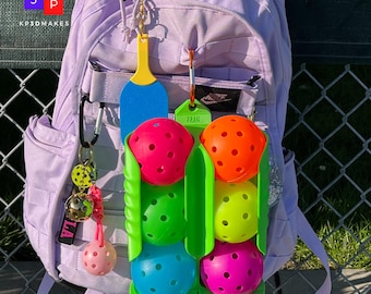 Pickleball Holder/Dispenser- Attach it to bag or fence. Comes in 4-ball and 6-ball configurations & it's personalizable - Makes a great gift