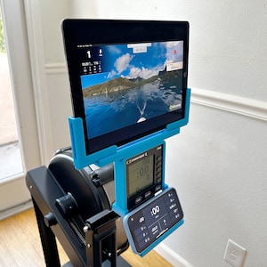 Blue ErgCaddy with Adjustable iPad/Tablet & Phone holder all in one compatible with Concetp2® Rowers with PM5 monitor - For model D and E