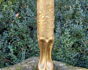 Trench / Folk Art Pair of Vases from French WW I Artillery Shell Casings Trench / Folk Art Pair of Vases from French WW I Artillery Shell Casings