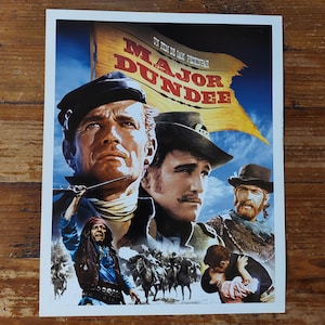 Affiche MAJOR DUNDEE / John Peckinpah / Affiche de cinéma Western / Dimension 24x30 cm / Papier glacé / Authentique / Décoration murale