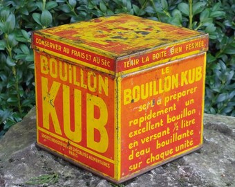Old BOUILLON KUB box / Authentic object / French product, Paris / Collection, vintage kitchen decoration / Original