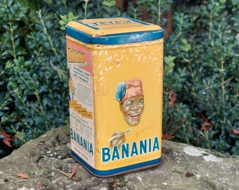 Old BANANIA SUCRE box, yellow color / 1 kg / Retro and authentic object / Collection and vintage decoration