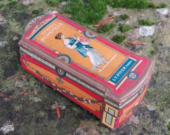Old rigid cardboard box / POMPEIA perfume / LT Pivers, Paris / Beautiful illustrated box / French fashion / Collection of old boxes