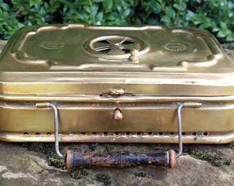 Ancienne Chaufferette En Laiton Girodon & Cie - Collection