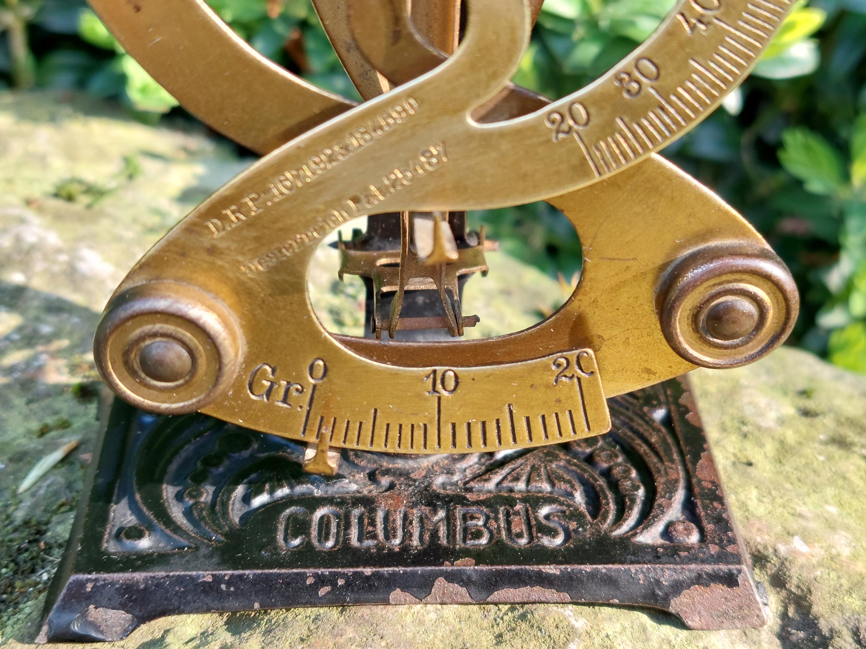Antique Letter Scale / Original COLUMBUS Bilateral / 2 Reading Scales ...