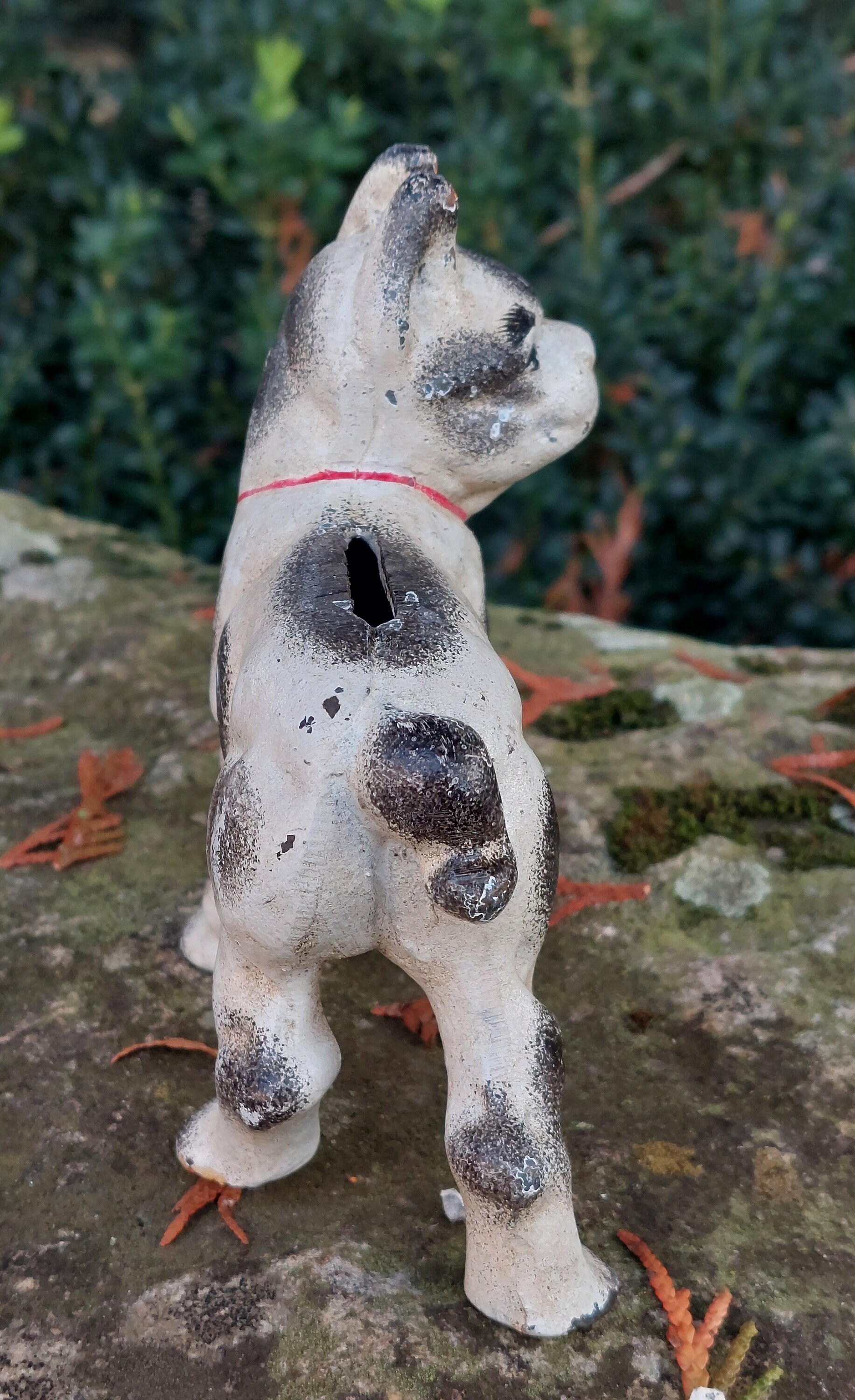 Old Painted Cast Iron Piggy Bank / Dog, Bulldog / Coin Bank, Piggy