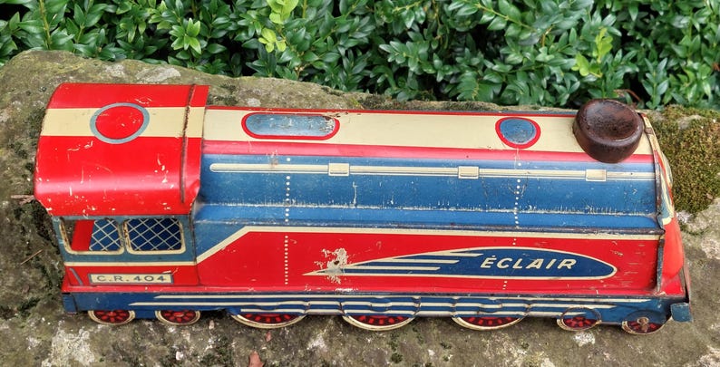 Jouet Ancien Train ECLAIR - Locomotive En Tôle C.R 404