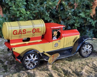 Reproducción mecánica de camión DIESEL en metal / Camión, Coche, Cisterna / Juguete mecánico de cuerda con llave / Colección de juegos y juguetes