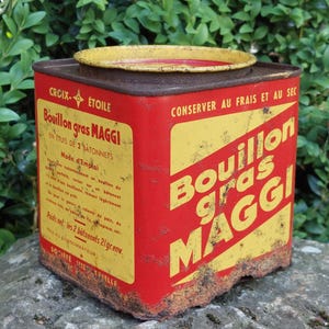 Vintage tin / MAGGI fat stock / French advertising tin / Vintage decoration / Kitchen decoration / French origin / Very rusty