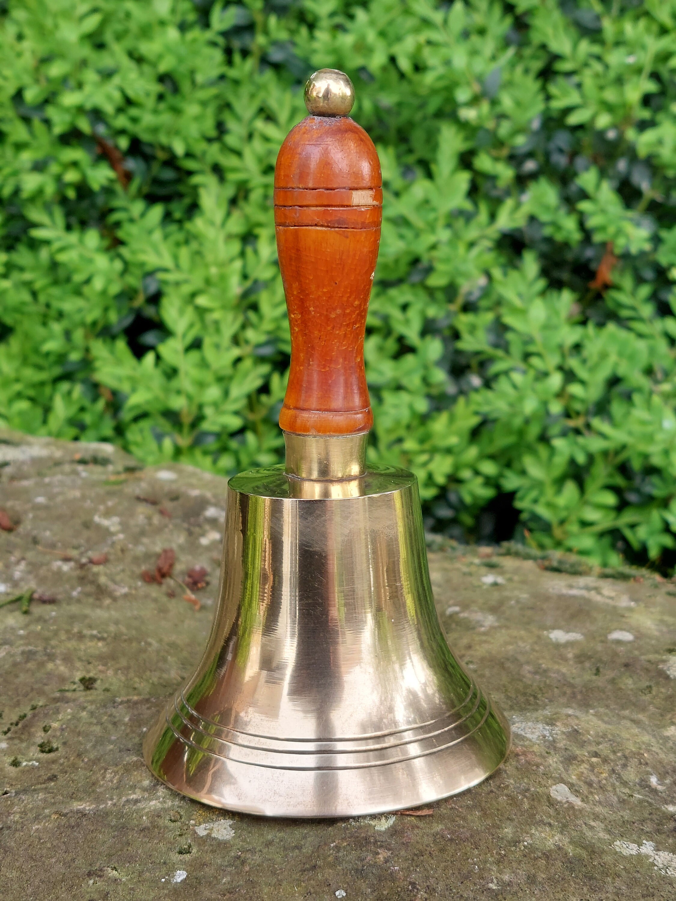 Old Brass Table Bell / Wooden Handle / Beautiful Collectible and ...