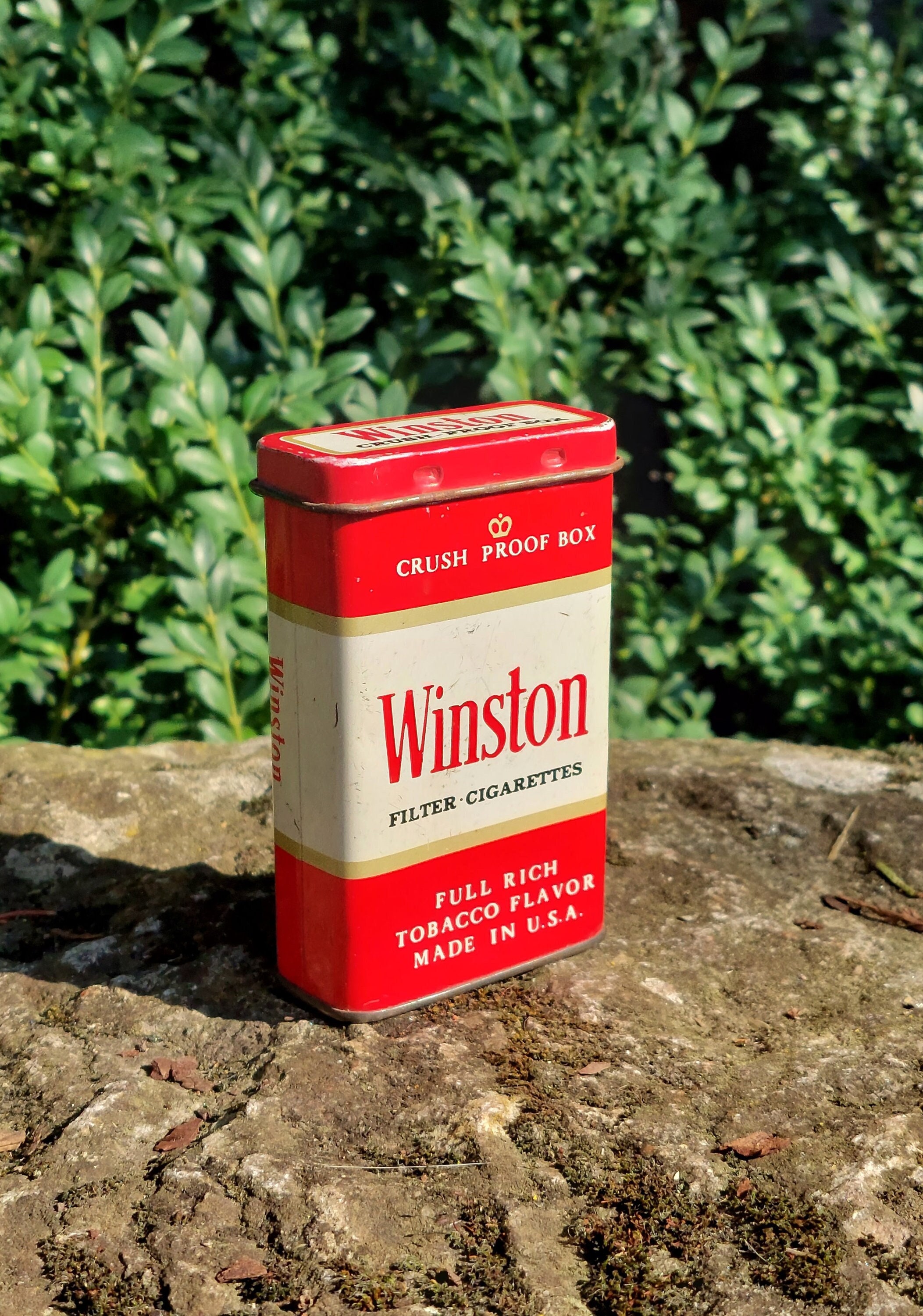 crush proof box cigarette Old Metal Cigarette Box / WINSTON, Crush Proof Box / Made in USA / Original  and Authentic / Old Box Collection