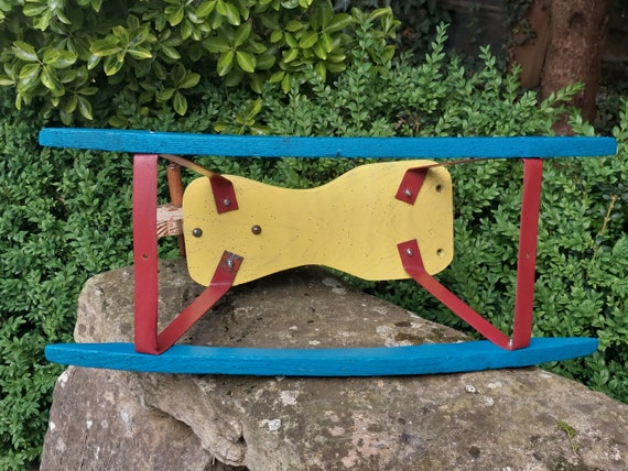 Ancien Petit Cheval à Bascule En Bois - Rare Et Vintage