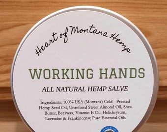 Working Hands All Natural Hemp Salve - Clean Ingredients, Ultra Moisturizing & Nourishing Healing Balm
