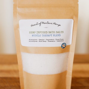 Muscle Aid Blend Hemp Infused Bath Salts All Natural, Handmade, Clean,No Preservatives or Additives. Aids in sore, achy muscles & recovery image 1