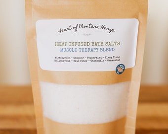 Muscle Aid Blend Hemp Infused Bath Salts - All Natural, Handmade, Clean,No Preservatives or Additives. Aids in sore, achy muscles & recovery