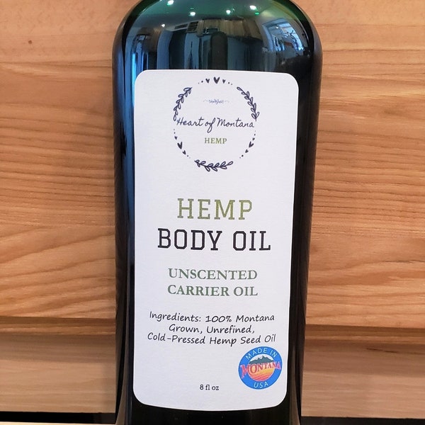 Hemp Seed Carrier Oil - 100% Montana USA Grown and Cold-Pressed, Unrefined. Ultra Moisturizing & Nourishing