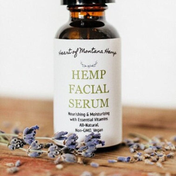 Hemp Facial Serum-All Natural, Clean Ingredients,Handmade,Non GMO, Vegan,No Additives-100% Montana Grown Hemp Seed Oil for ultimate skincare