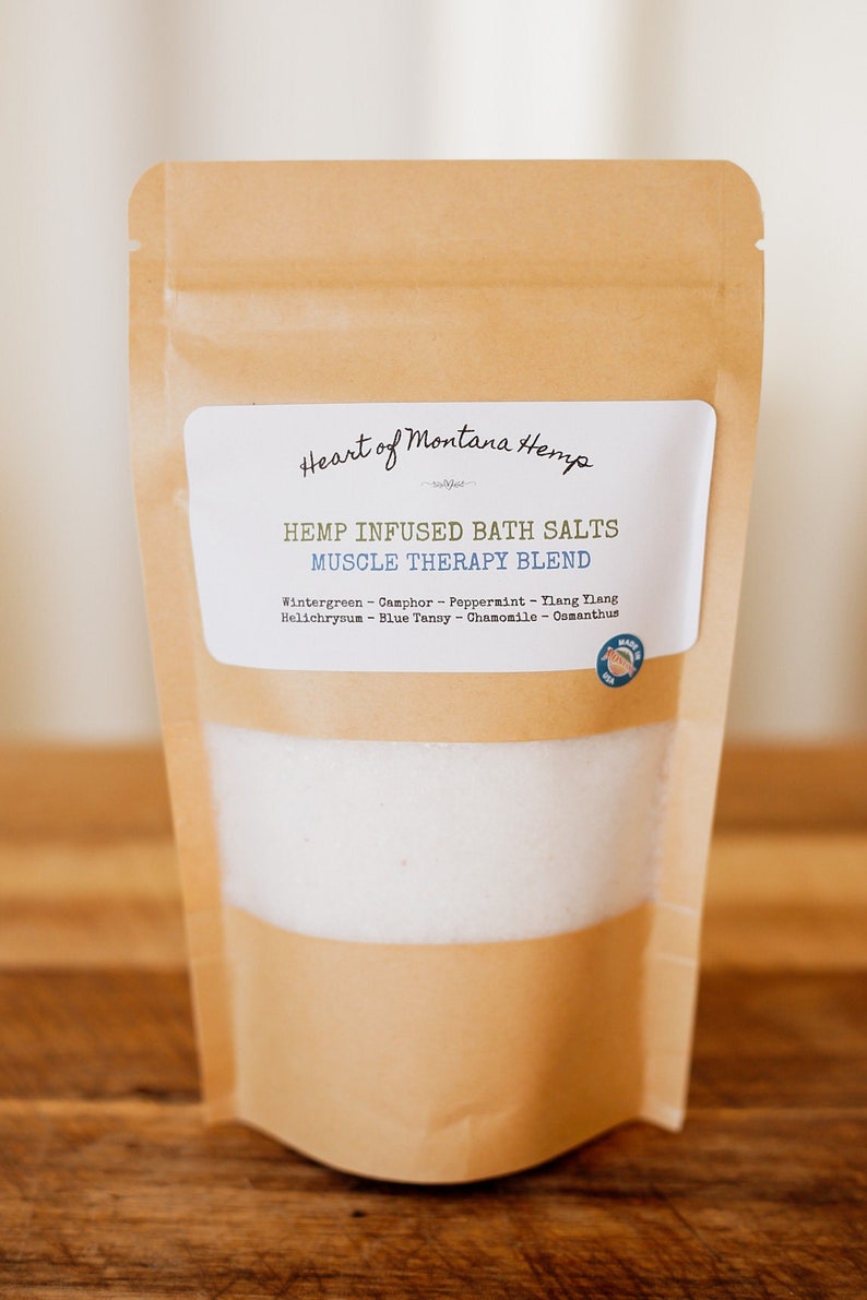 Muscle Aid Blend Hemp Infused Bath Salts All Natural, Handmade, Clean,No Preservatives or Additives. Aids in sore, achy muscles & recovery image 1