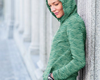 SALE - Green Unisex Hoodie, Athletic Animal Skin, All Over Print Hoodie for Women, All Over Print Hoodie for Men