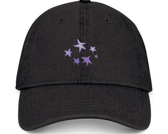 Embroidered Star Denim Hat: Vintage Style Cotton Cap