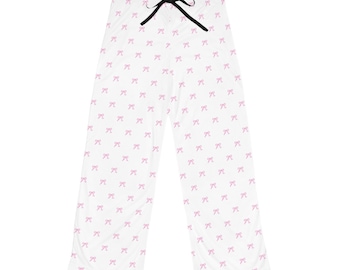 Pink Bow Pajama Pants: Women's Soft Polyester Loungewear