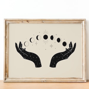 Moon Hands Print | Witch Print | Moon Phase Poster