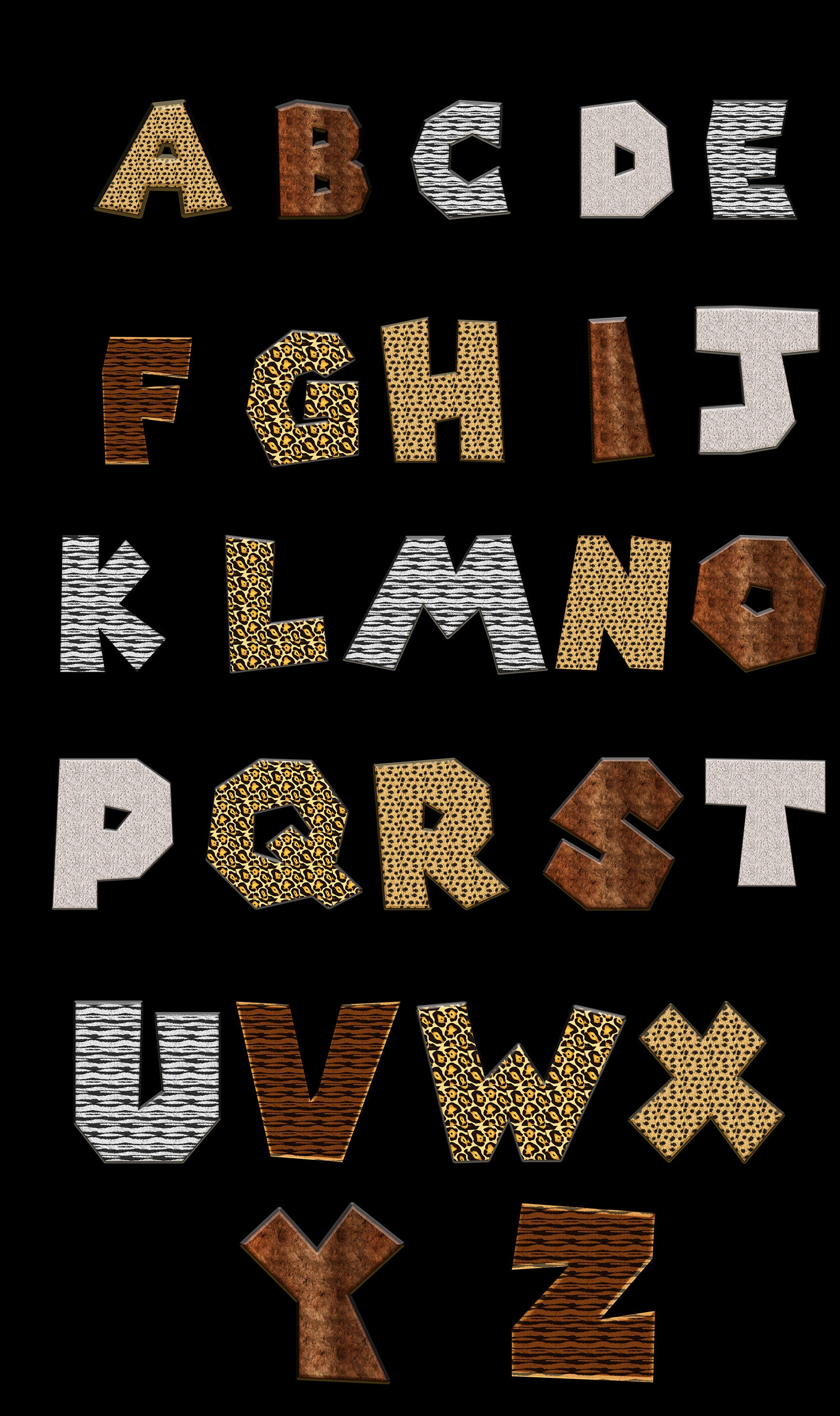 safari alphabet png alphabet clipart 26 png files 300 dpi etsy