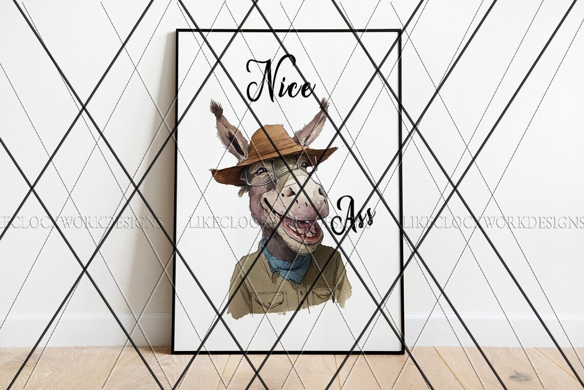 Nice Ass Bathroom Print Funny Donkey Wall Art Funny Donkey Etsy
