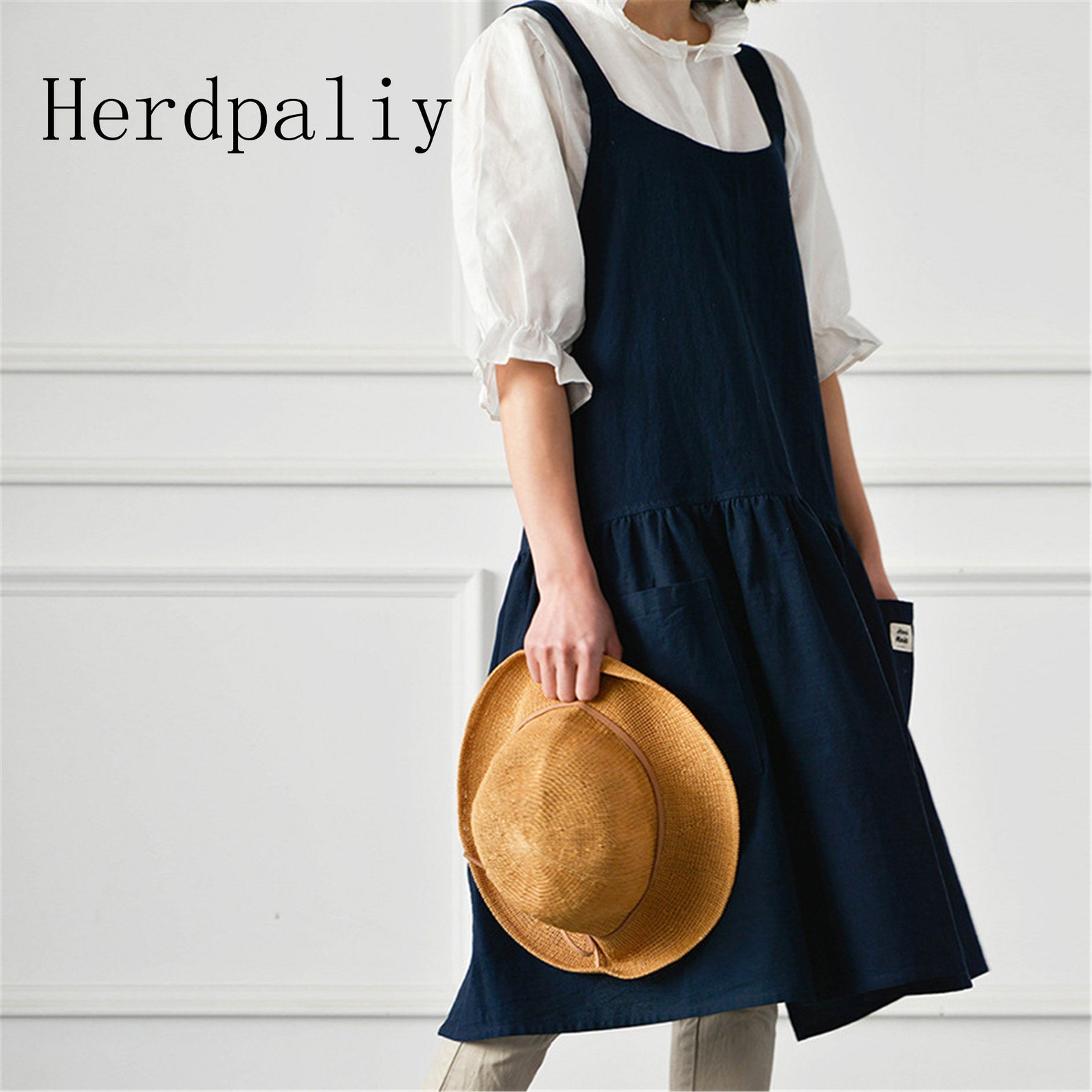Loose Pinafore Dress Apron For Women Linen Crossback Apron Etsy