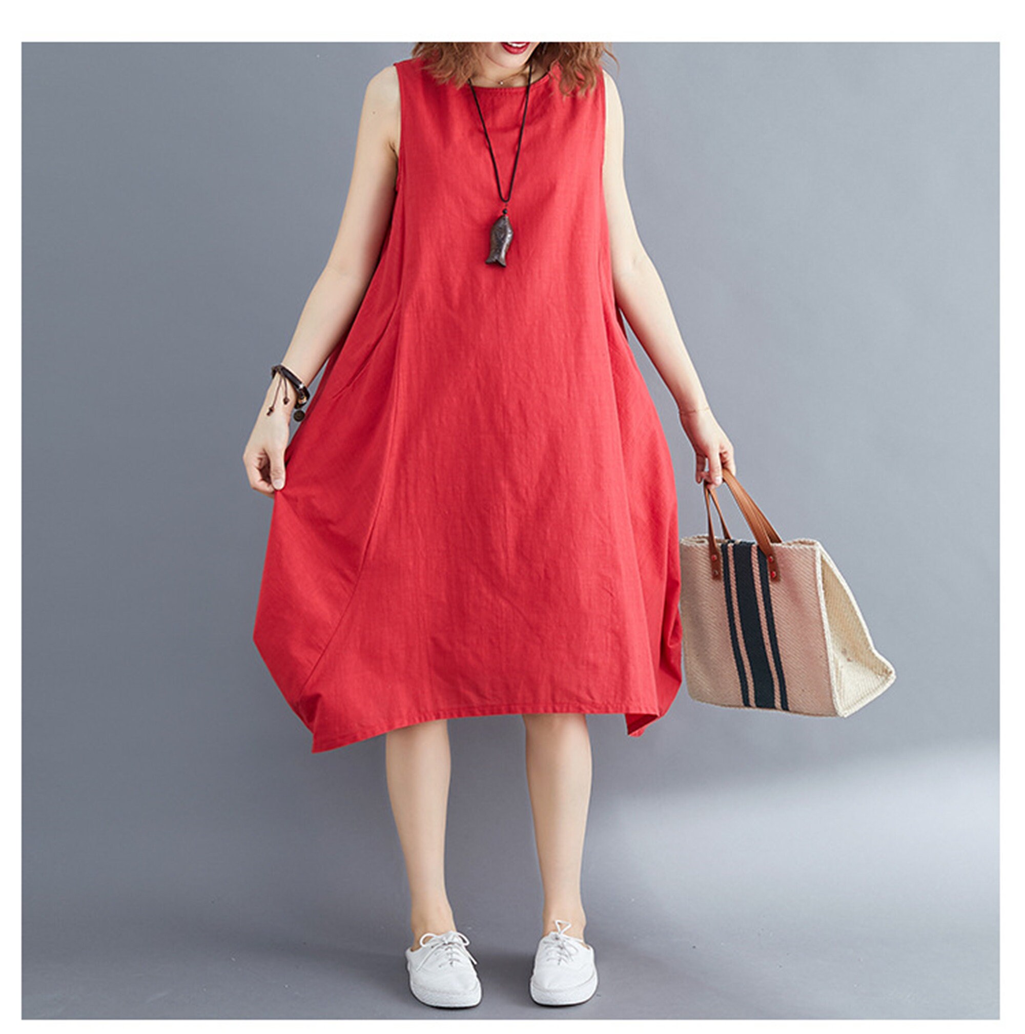 Red Linen Dress Women's Linen Dresses Sleeveless Dress Etsy