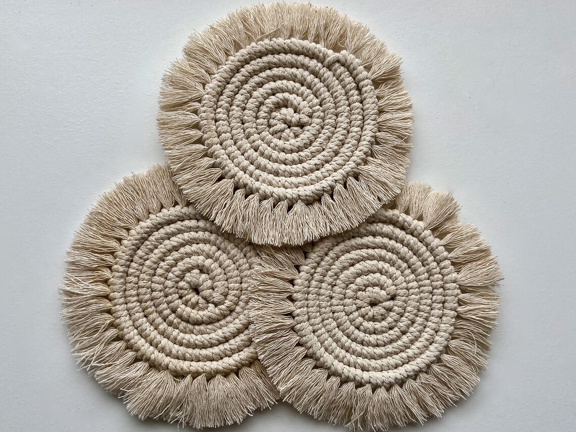 Macrame coasters Handmade Etsy
