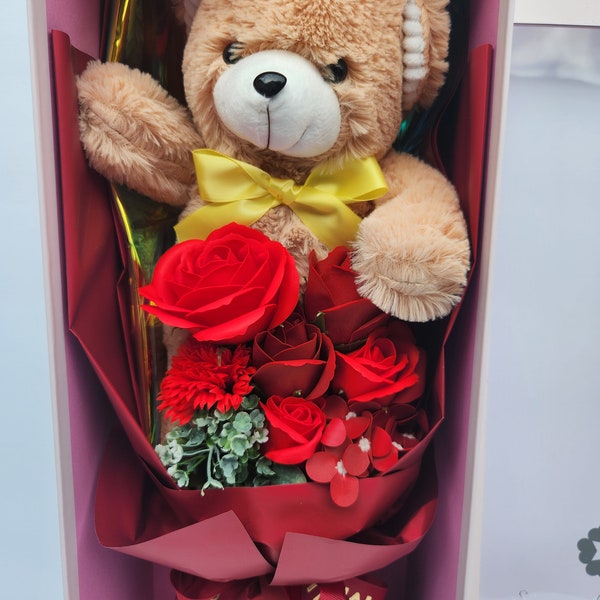 Mother's Day Teddy Bear Flower Bouquet in a box