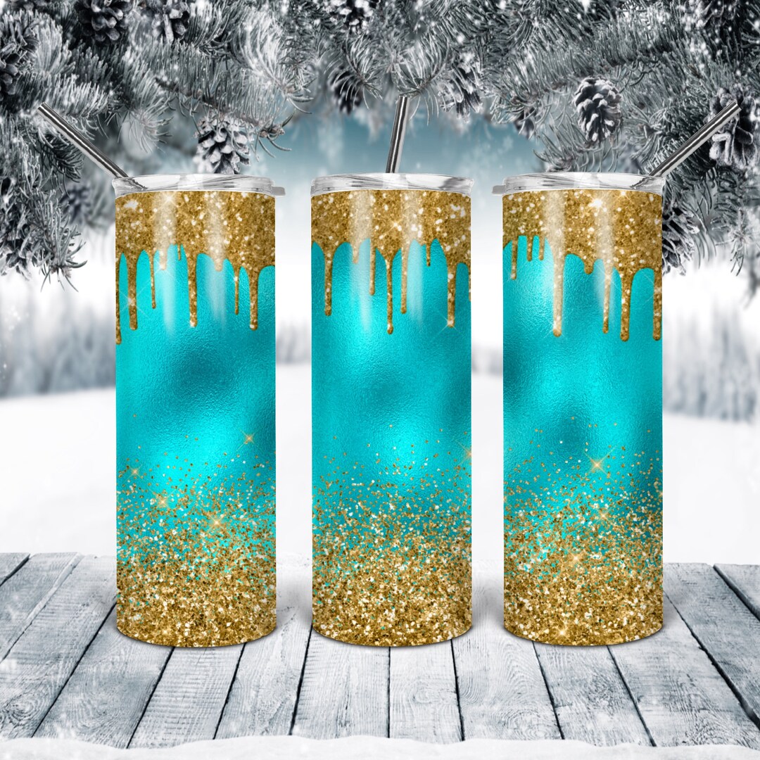 20 Oz Skinny Tumbler Christmas Glitter Wrap Tapered Straight - Etsy