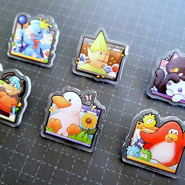 Y2K Web Browser Game Acrylic Pins
