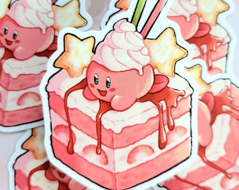 Kirby Cake weatherproof vinyl sticker