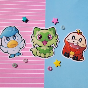 ポケモン スカーレットとバイオレット スターター スプリガティート フェココ クワクスリー 3インチ ビニール 耐候性ステッカー