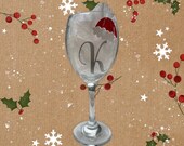 initial santa hat vinyl decal sticker christmas label christmas sticker wine glass label santa hat sticker personalised vinyl sticker
