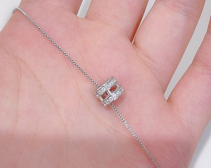 karma Silver Charm Necklace, Tiny Circle Necklace, Circle Pendant Necklace, Gift for Her, Eternity Necklace, Silver Necklace-DUSKGRAND
